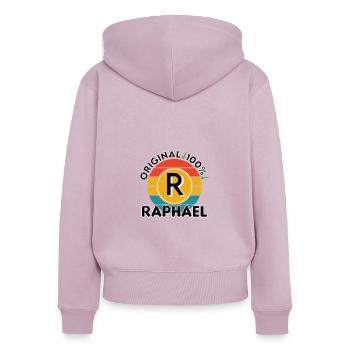 Raphael - Frauen Premium Bio Zip Hoodie - Altrosa - Hinten - Julia (174cm)