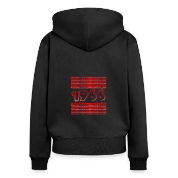 Rot 1966 - Frauen Premium Bio Zip Hoodie - Schwarz - Hinten - Julia (174cm)