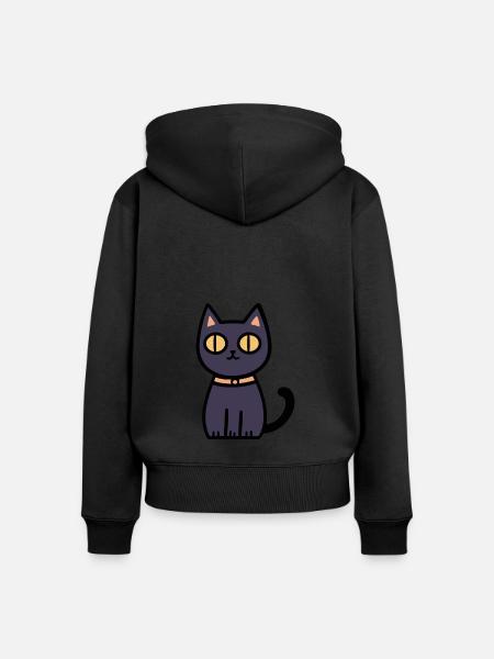 Katze Halloween Kater - Frauen Premium Bio Zip Hoodie - Schwarz