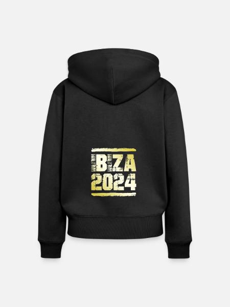 Ibiza 2024 Gold - Frauen Premium Bio Zip Hoodie - Schwarz
