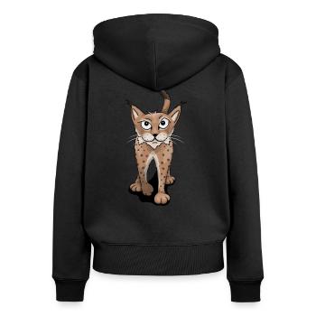 schleichender lässiger Luchs Raubkatze Geschenk - Frauen Premium Bio Zip Hoodie - Schwarz - Hinten - Julia (174cm)