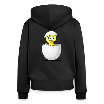 Küken - Frauen Premium Bio Zip Hoodie - Schwarz - Hinten - Julia (174cm)