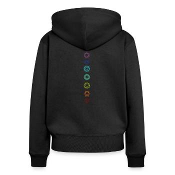 Sieben Chakren - Frauen Premium Bio Zip Hoodie - Schwarz - Hinten - Julia (174cm)
