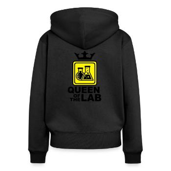 Queen of the Lab - Frauen Premium Bio Zip Hoodie - Schwarz - Hinten - Julia (174cm)