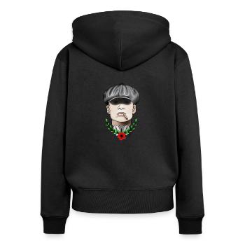 Tommy-Tätowierungsart - Frauen Premium Bio Zip Hoodie - Schwarz - Hinten - Julia (174cm)