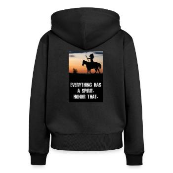 Weisheit der amerikanischen Ureinwohner - Frauen Premium Bio Zip Hoodie - Schwarz - Hinten - Julia (174cm)