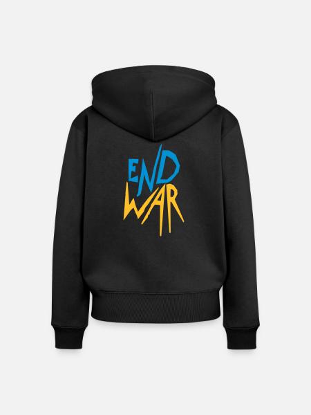 Ukraine End War - Frauen Premium Bio Zip Hoodie - Schwarz
