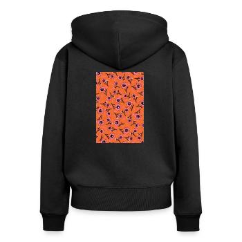 Fleurs roses mignonnesPattern - Sweat à capuche zippé Premium bio Femme - noir - Dos - Julia (174cm)