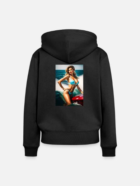 Pin Up Girl - Frauen Premium Bio Zip Hoodie - Schwarz