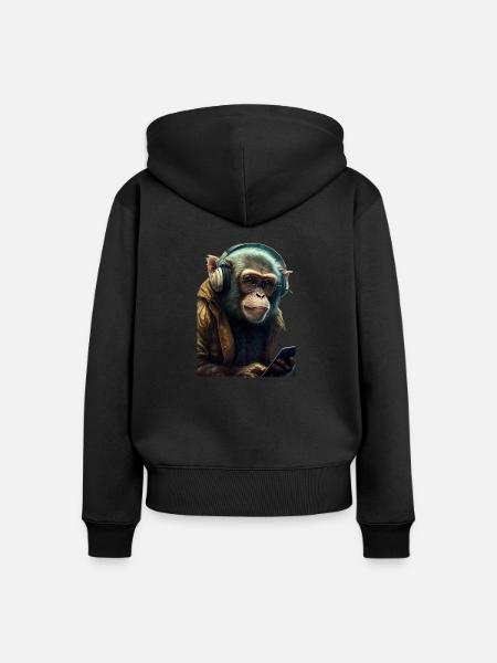 Affe - Frauen Premium Bio Zip Hoodie - Schwarz