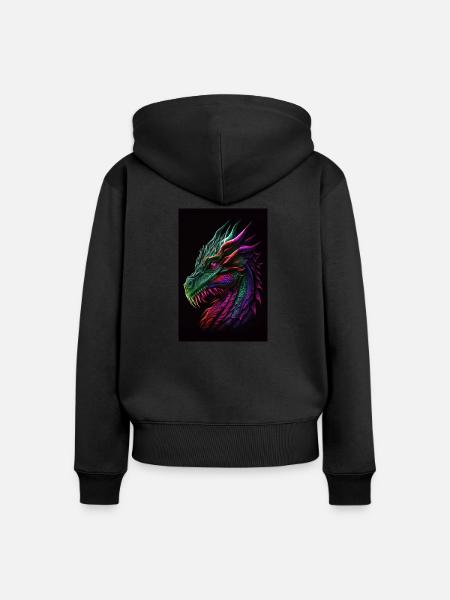 Drachengrüner Trend - Frauen Premium Bio Zip Hoodie - Schwarz