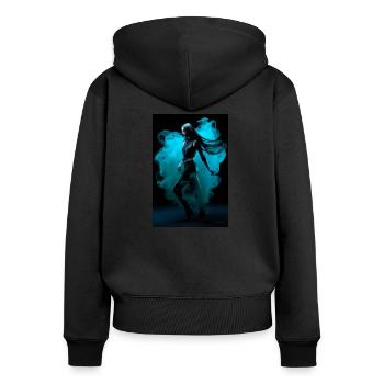 Cyan Schönheit 2 - Frauen Premium Bio Zip Hoodie - Schwarz - Hinten - Julia (174cm)