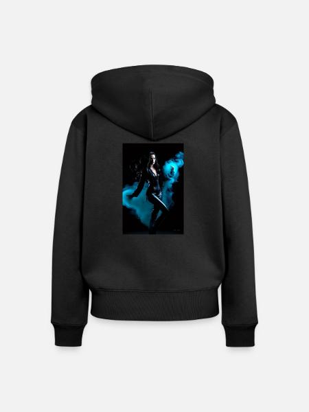 Cyan Schönheit 1 - Frauen Premium Bio Zip Hoodie - Schwarz