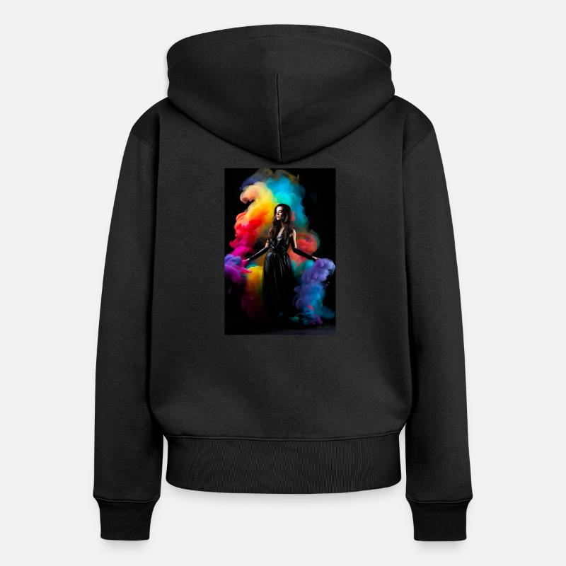 Beauté arc-en-ciel 2 - Sweat à capuche zippé Premium bio Femme - noir