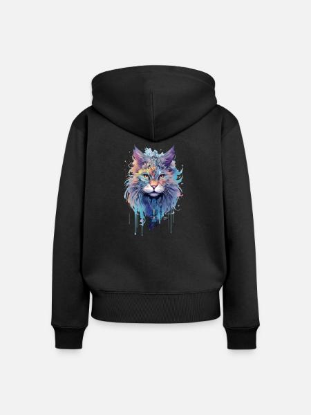 Indie Cat - Frauen Premium Bio Zip Hoodie - Schwarz