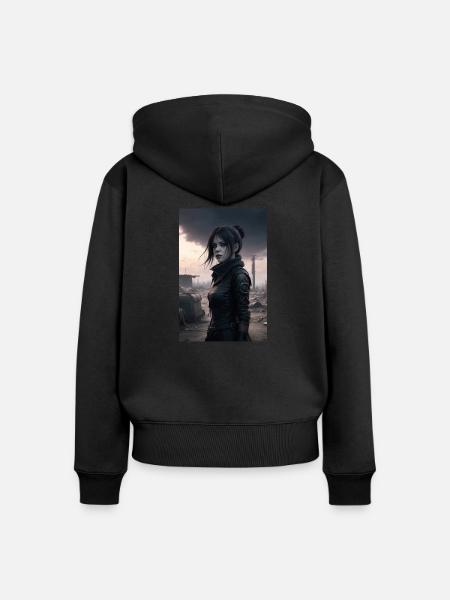 Goth Anime Girl - Frauen Premium Bio Zip Hoodie - Schwarz