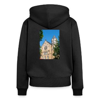 historisches Gebäude Ratsgymnasium - Frauen Premium Bio Zip Hoodie - Schwarz - Hinten - Julia (174cm)