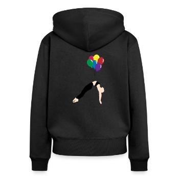 Balloon - Sweat à capuche zippé Premium bio Femme - noir - Dos - Julia (174cm)