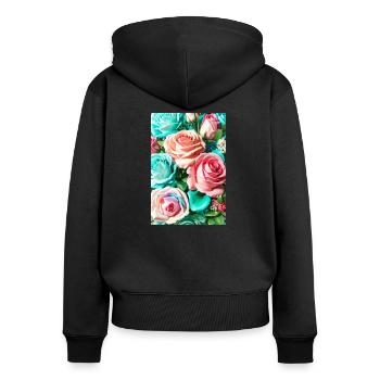 Floral 150 - Sweat à capuche zippé Premium bio Femme - noir - Dos - Julia (174cm)