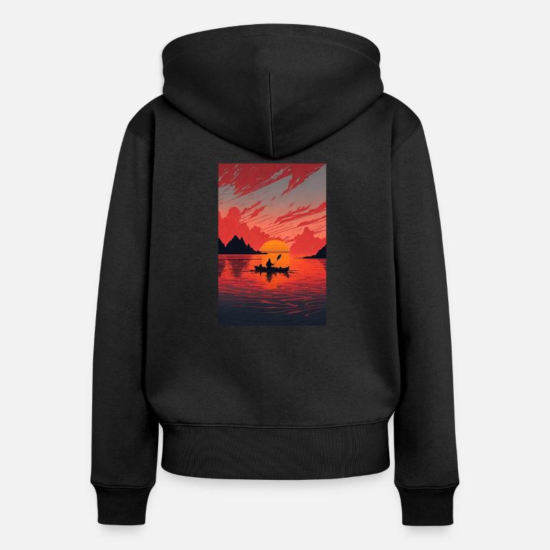 Sunset Kayak - Sweat à capuche zippé Premium bio Femme - noir