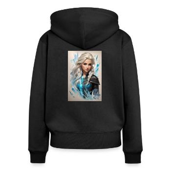 femme cheveux blancs - Sweat à capuche zippé Premium bio Femme - noir - Dos - Julia (174cm)