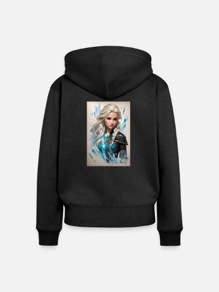 Frau weißes Haar - Frauen Premium Bio Zip Hoodie - Schwarz