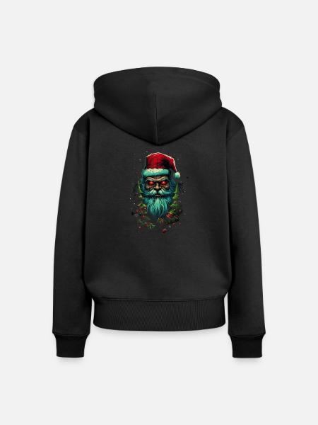 Xmas Santa - Frauen Premium Bio Zip Hoodie - Schwarz