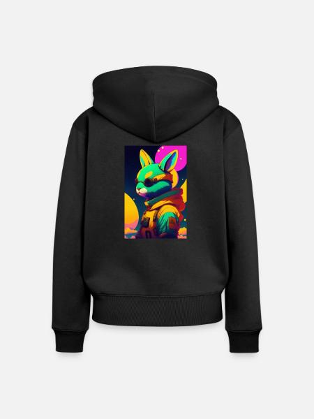 Astro Hase - Frauen Premium Bio Zip Hoodie - Schwarz