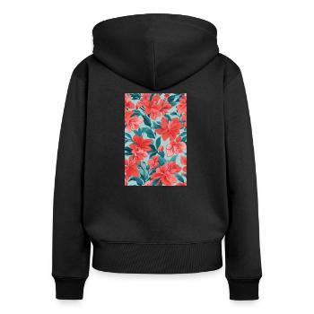 Wunderschöne rote Blumen - Frauen Premium Bio Zip Hoodie - Schwarz - Hinten - Julia (174cm)