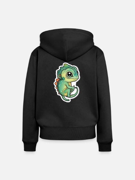Süßes Chamäleon - Frauen Premium Bio Zip Hoodie - Schwarz
