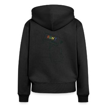 Bunt statt Braun Demo Frosch - Frauen Premium Bio Zip Hoodie - Schwarz - Hinten - Julia (174cm)
