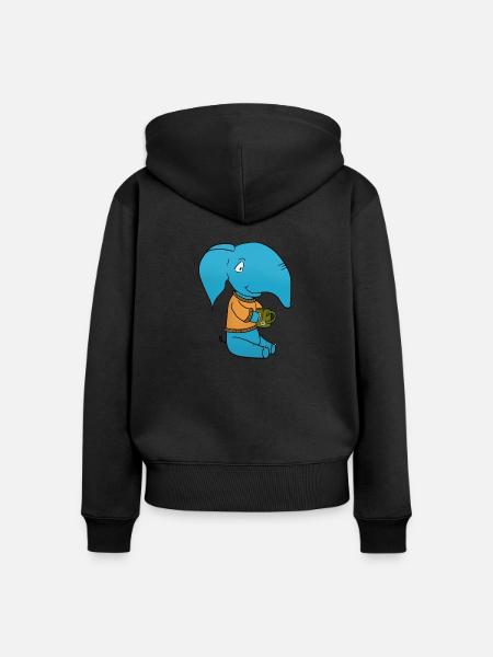 Elefant Tee - Frauen Premium Bio Zip Hoodie - Schwarz