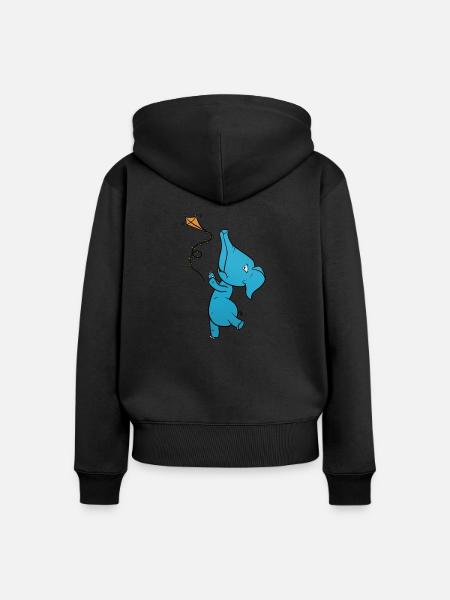 Elefant Drache - Frauen Premium Bio Zip Hoodie - Schwarz