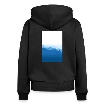 Blaue berge Hintergrund - Frauen Premium Bio Zip Hoodie - Schwarz - Hinten - Julia (174cm)