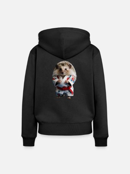 Sportlicher Igel - Frauen Premium Bio Zip Hoodie - Schwarz