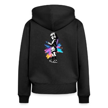 Street Art Fille 23245 - Sweat à capuche zippé Premium bio Femme - noir - Dos - Julia (174cm)