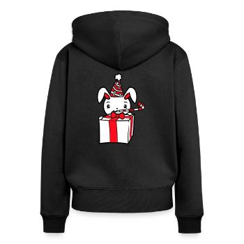 Lapin Anniversaire Années Vieux Cadeau Serviette Chapeau de fête - Sweat à capuche zippé Premium bio Femme - noir - Dos - Julia (174cm)