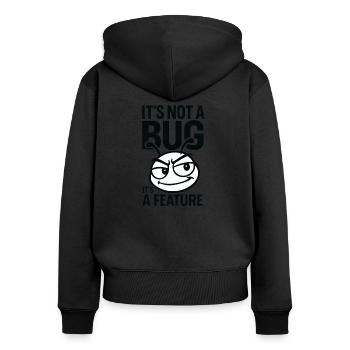 Ce n’est pas un bug, c’est une fonctionnalité parfaite pour les nerds - Sweat à capuche zippé Premium bio Femme - noir - Dos - Julia (174cm)