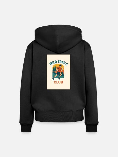 Wild Trails Club - Frauen Premium Bio Zip Hoodie - Schwarz