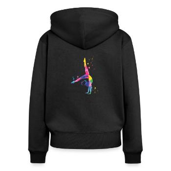 Gymnastique Coloré et puissant - Sweat à capuche zippé Premium bio Femme - noir - Dos - Julia (174cm)