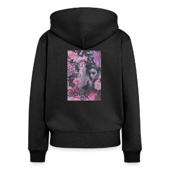 Pink queen Omikly popart rose couronne Graffiti - Sweat à capuche zippé Premium bio Femme - noir - Dos - Julia (174cm)