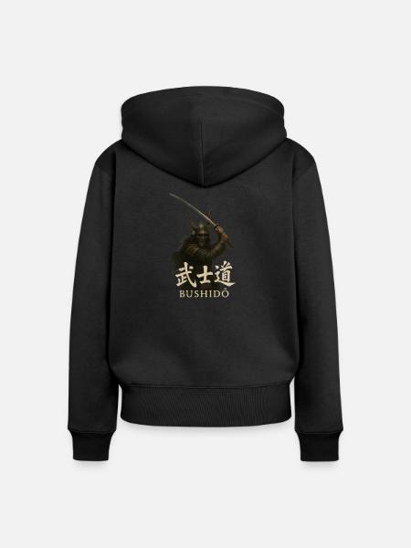 Ehre. Mut. Disziplin. Bushidō. - Frauen Premium Bio Zip Hoodie - Schwarz
