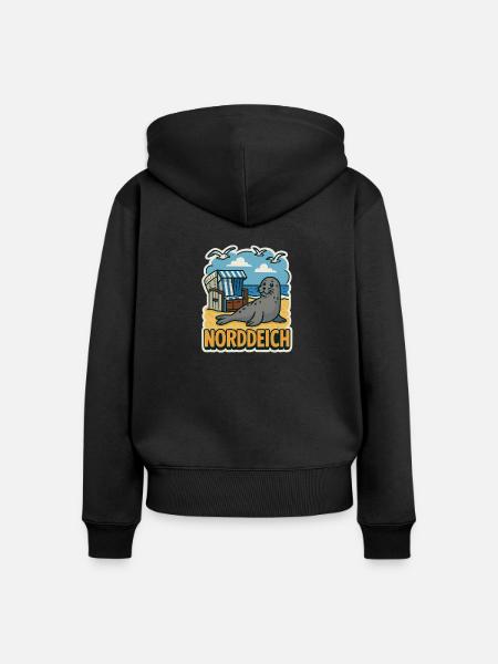Norddeich - Frauen Premium Bio Zip Hoodie - Schwarz