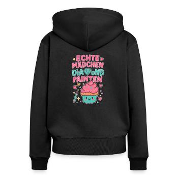 Peinture au diamant Real Girl - Sweat à capuche zippé Premium bio Femme - noir - Dos - Julia (174cm)