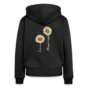 Daisy Love Happiness Chemise pour femme - Sweat à capuche zippé Premium bio Femme - noir - Dos - Julia (174cm)