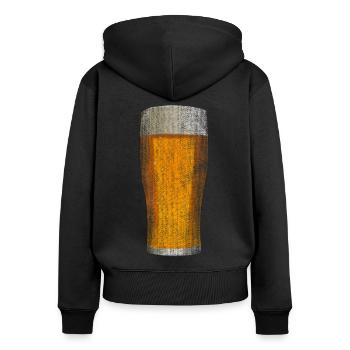 Bierglas frisches Bier - Frauen Premium Bio Zip Hoodie - Schwarz - Hinten - Julia (174cm)