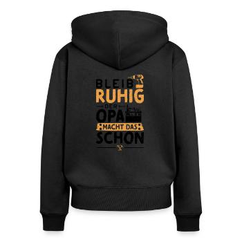 Bleib Ruhig Der Opa Macht Das Schon - Heimwerker - Frauen Premium Bio Zip Hoodie - Schwarz - Hinten - Julia (174cm)
