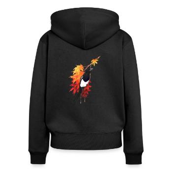 Elster - Frauen Premium Bio Zip Hoodie - Schwarz - Hinten - Julia (174cm)