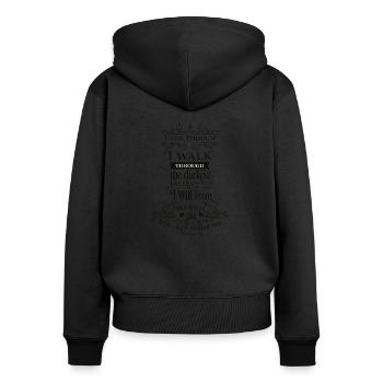 Klamotten mit Sprüchen - Psalm - Geschenkidee - Frauen Premium Bio Zip Hoodie - Schwarz - Hinten - Julia (174cm)
