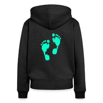 Empreintes humaines - Sweat à capuche zippé Premium bio Femme - noir - Dos - Julia (174cm)